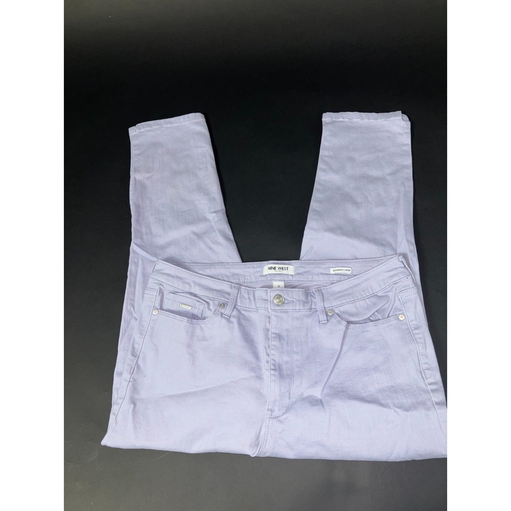 Nine West Gramercy Crop Jeans‎ Women's 12 Purple Denim Straight Leg Light Wash